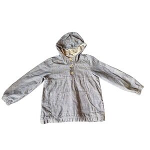 Old Navy Boys 5T Blue Chambray Pullover Hoodie Henley Kangaroo Pocket Top